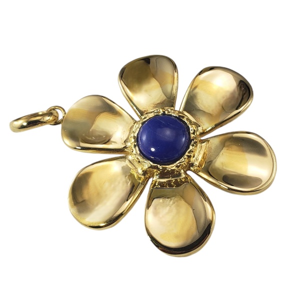 18 Karat Yellow Gold and Lapis Lazuli Large Flower Pendant #18454 - Picture 2 of 7